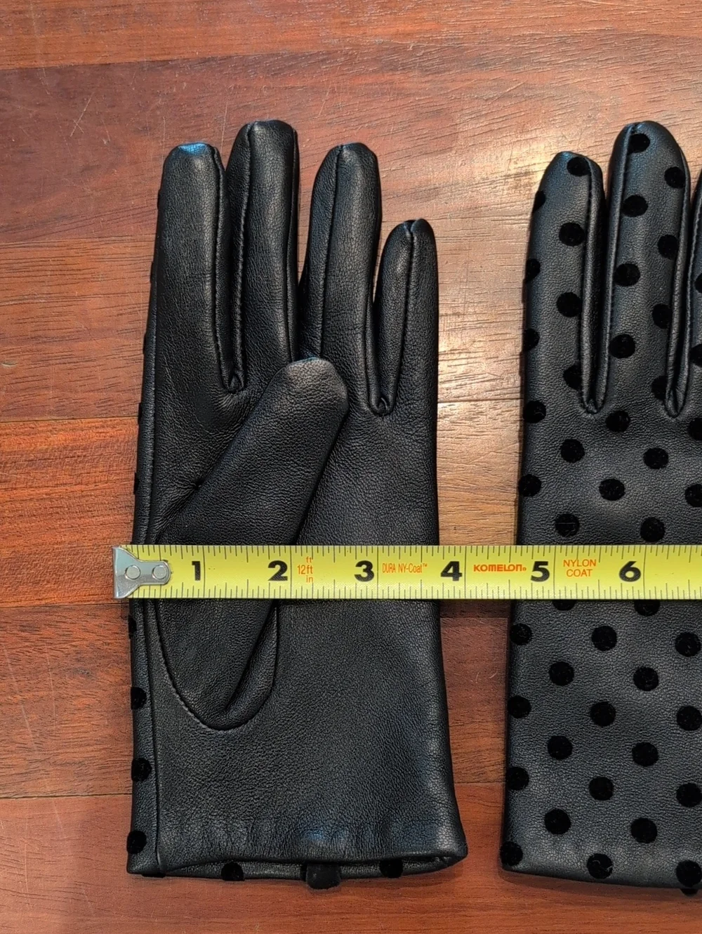 Lambs Leather Vintage Merona Polkadot Black Gloves